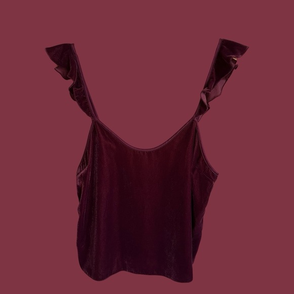 NWT Victorias Secret XS Burgundy Velvet Ruffle Cami Tank Top Romantic Sexy New - Picture 2 of 7